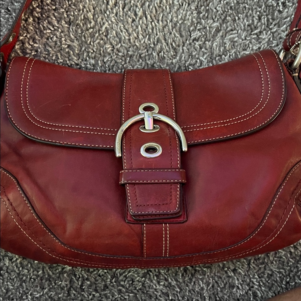 🍒 Rare Vintage Red Coach Soho with Buckle - Picture 6 of 11